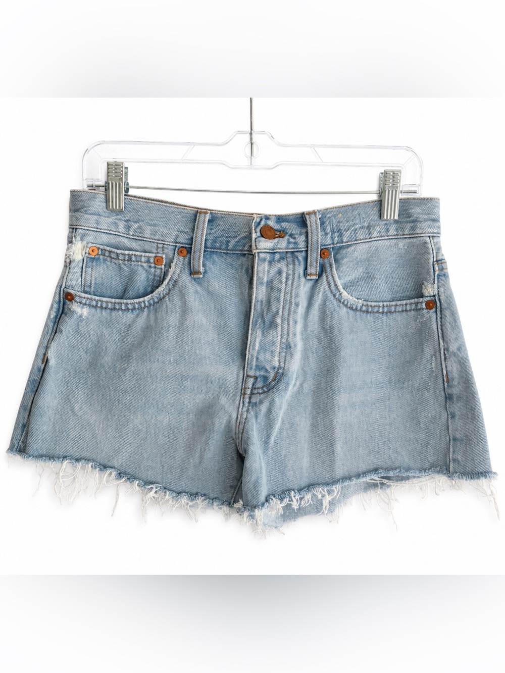 Madewell Relaxed Denim Shorts Light Wash 100% Cotton Distressed Hem